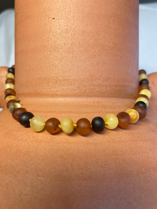 Multi Color Bead Kids Baltic Amber Necklace