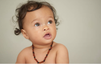Baltic Amber Teething Necklace in Cognac